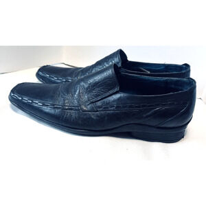 Robins men’s black leather slip‑on dress shoes sz 10 moc square toe Y2K